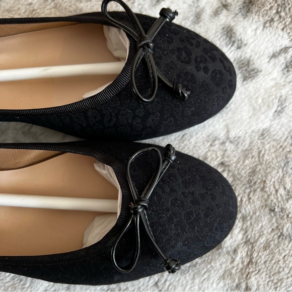 New French Sole x Nicky Hilton Black Suede Cheetah Ballet Flats Sz 9 - Picture 7 of 12